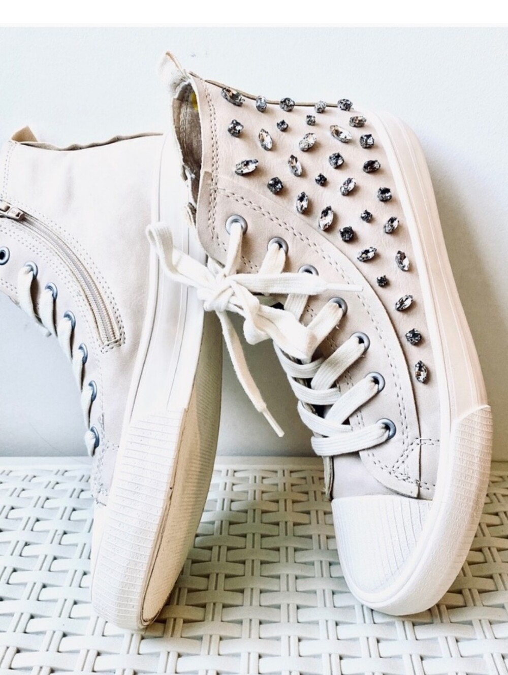 New Zara Girl Limited Edition Faux Suede High Top Studded Sneakers